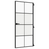 VidaXL Binnendeur smal 93x201,5 cm gehard glas en aluminium zwart