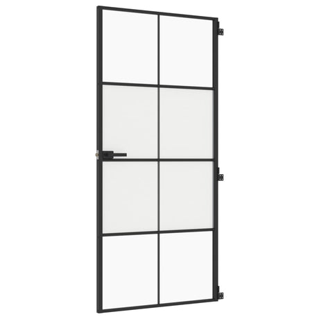 VidaXL Binnendeur smal 93x201,5 cm gehard glas en aluminium zwart