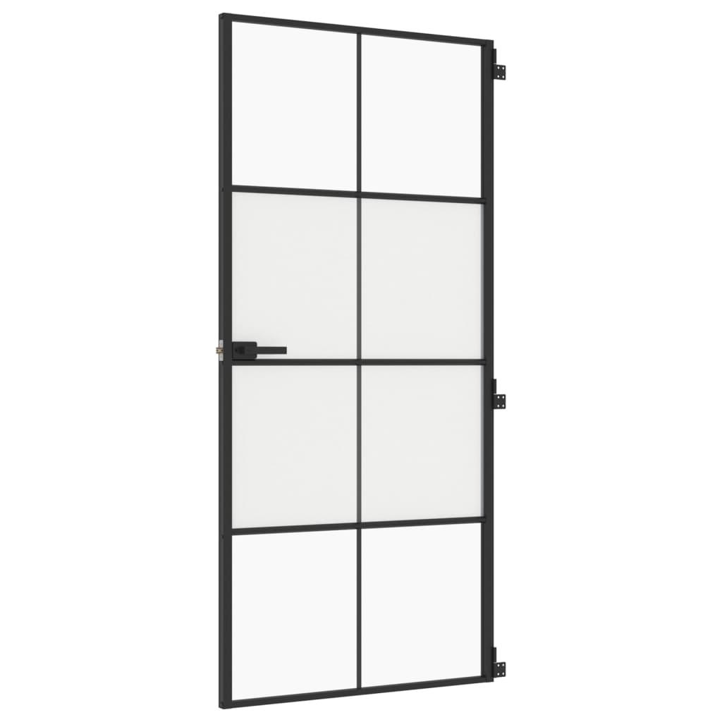 Vidaxl binnendeur smal 93x201,5 cm gehard glas en aluminium zwart