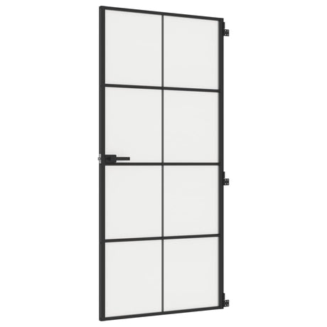 VidaXL Binnendeur smal 93x201,5 cm gehard glas en aluminium zwart