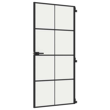 Vidaxl binnendeur smal 93x201,5 cm gehard glas en aluminium zwart