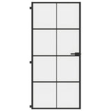 Vidaxl binnendeur smal 93x201,5 cm gehard glas en aluminium zwart