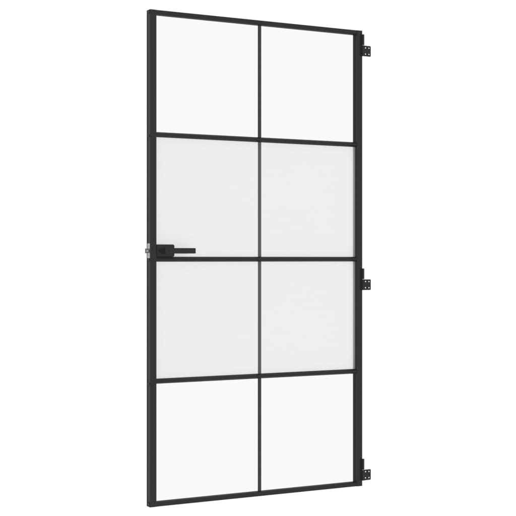 VidaXL Binnendeur smal 102,5x201,5 cm gehard glas en aluminium zwart