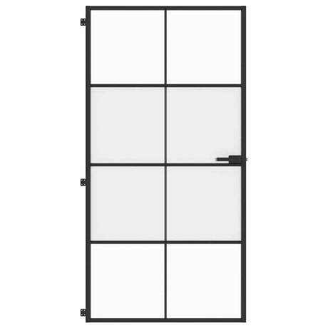 Vidaxl binnendeur smal 102,5x201,5 cm gehard glas en aluminium zwart