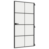 VidaXL Binnendeur smal 102,5x201,5 cm gehard glas en aluminium zwart