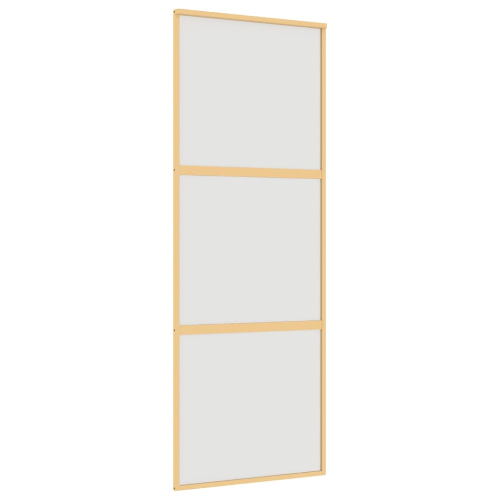 VidaXL Schuifdeur 76x205 cm mat ESG-glas en aluminium goudkleurig