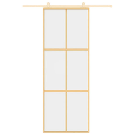 Vidaxl schuifdeur 76x205 cm helder esg-glas en aluminium goudkleurig