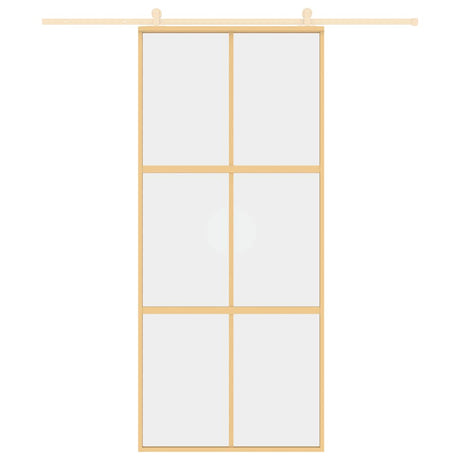 Vidaxl schuifdeur 90x205 cm helder esg-glas en aluminium goudkleurig