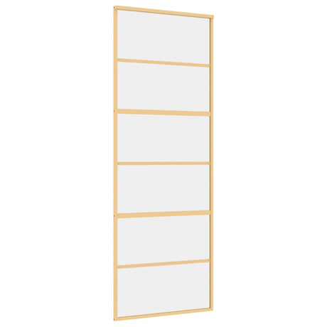 Vidaxl schuifdeur 76x205 cm helder esg-glas en aluminium goudkleurig
