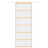 Vidaxl schuifdeur 76x205 cm helder esg-glas en aluminium goudkleurig