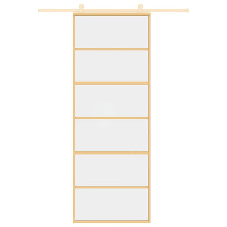 Vidaxl schuifdeur 76x205 cm helder esg-glas en aluminium goudkleurig