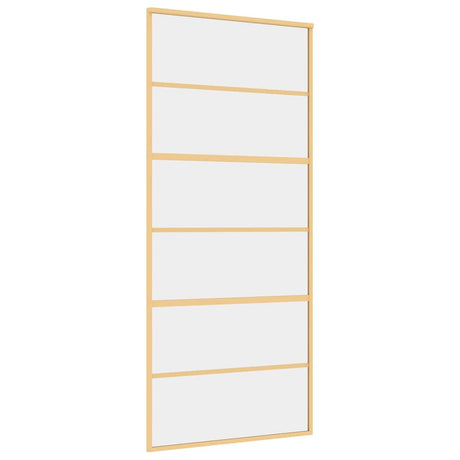 Vidaxl schuifdeur 90x205 cm helder esg-glas en aluminium goudkleurig
