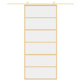Vidaxl schuifdeur 90x205 cm helder esg-glas en aluminium goudkleurig