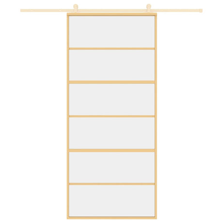 Vidaxl schuifdeur 90x205 cm helder esg-glas en aluminium goudkleurig