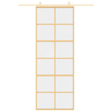 Vidaxl schuifdeur 76x205 cm helder esg-glas en aluminium goudkleurig