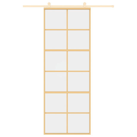 Vidaxl schuifdeur 76x205 cm helder esg-glas en aluminium goudkleurig