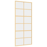 Vidaxl schuifdeur 90x205 cm helder esg-glas en aluminium goudkleurig