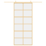 Vidaxl schuifdeur 90x205 cm helder esg-glas en aluminium goudkleurig