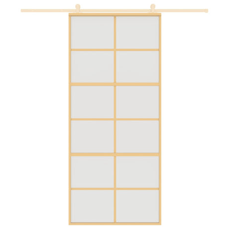 Vidaxl schuifdeur 90x205 cm mat esg-glas en aluminium goudkleurig