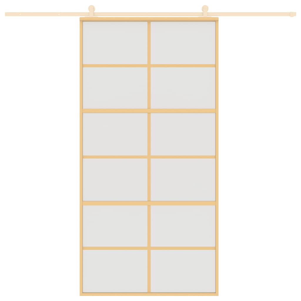 VidaXL Schuifdeur 102,5x205 cm mat ESG-glas en aluminium goudkleurig