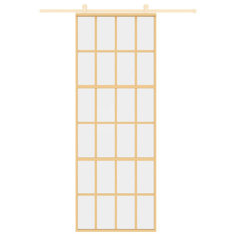 Vidaxl schuifdeur 76x205 cm helder esg-glas en aluminium goudkleurig