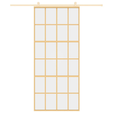 Vidaxl schuifdeur 90x205 cm helder esg-glas en aluminium goudkleurig