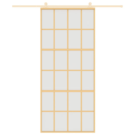 Vidaxl schuifdeur 90x205 cm mat esg-glas en aluminium goudkleurig