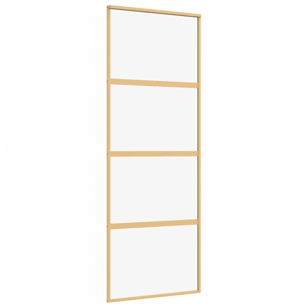 Vidaxl schuifdeur 76x205 cm helder esg-glas en aluminium goudkleurig