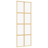 Vidaxl schuifdeur 76x205 cm helder esg-glas en aluminium goudkleurig