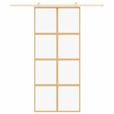 Vidaxl schuifdeur 90x205 cm helder esg-glas en aluminium goudkleurig