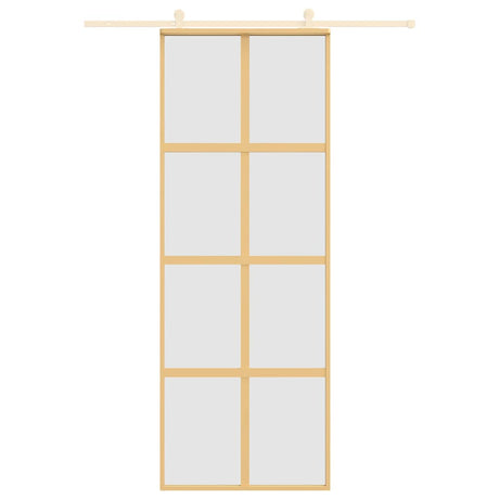 Vidaxl schuifdeur 76x205 cm mat esg-glas en aluminium goudkleurig