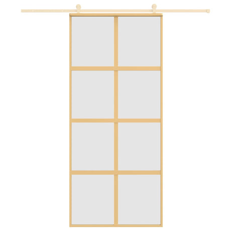 Vidaxl schuifdeur 90x205 cm mat esg-glas en aluminium goudkleurig