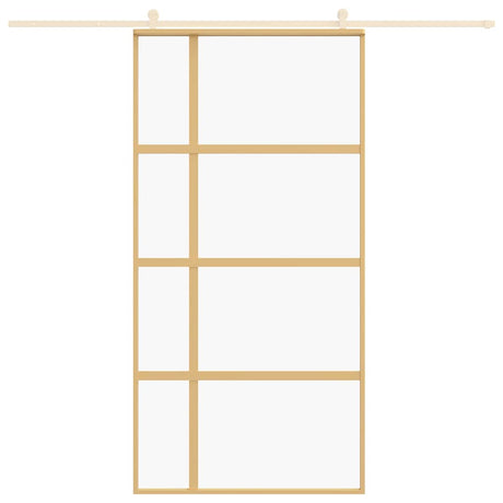 Vidaxl schuifdeur 102,5x205 cm helder esg-glas en aluminium goudkleur