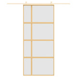 Vidaxl schuifdeur 90x205 cm mat esg-glas en aluminium goudkleurig