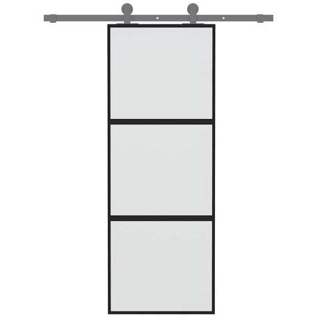 Vidaxl schuifdeur 76x205 cm gehard glas en aluminium zwart