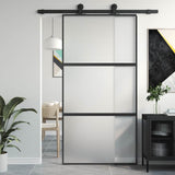 Vidaxl schuifdeur 102,5x205 cm gehard glas en aluminium zwart