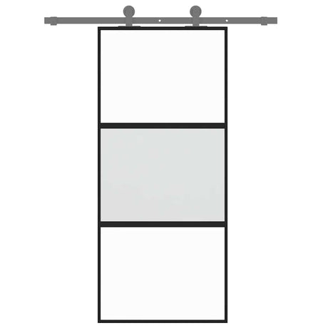 Vidaxl schuifdeur 90x205 cm gehard glas en aluminium zwart