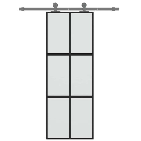 Vidaxl schuifdeur 76x205 cm gehard glas en aluminium zwart