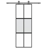 Vidaxl schuifdeur 76x205 cm gehard glas en aluminium zwart