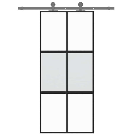 Vidaxl schuifdeur 90x205 cm gehard glas en aluminium zwart