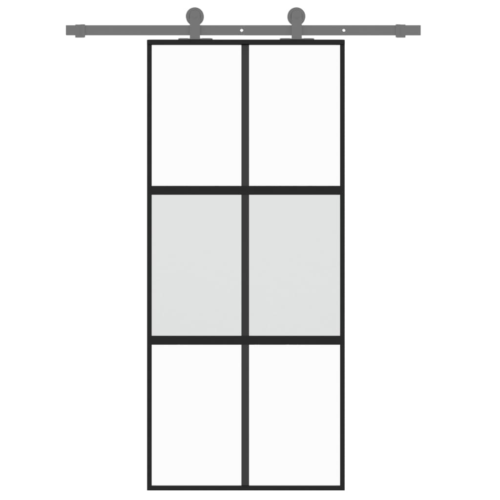 Vidaxl schuifdeur 90x205 cm gehard glas en aluminium zwart