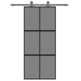 Vidaxl schuifdeur 90x205 cm gehard glas en aluminium zwart