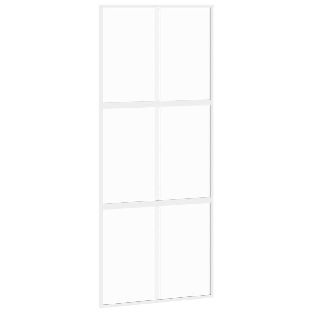 Vidaxl schuifdeur 90x205 cm gehard glas en aluminium wit