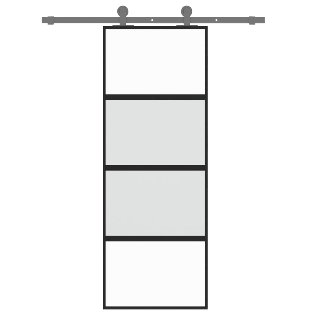 Vidaxl schuifdeur 76x205 cm gehard glas en aluminium zwart