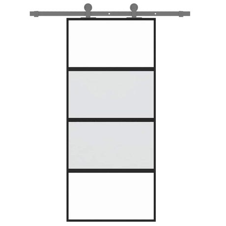 Vidaxl schuifdeur 90x205 cm gehard glas en aluminium zwart