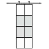 Vidaxl schuifdeur 76x205 cm gehard glas en aluminium zwart