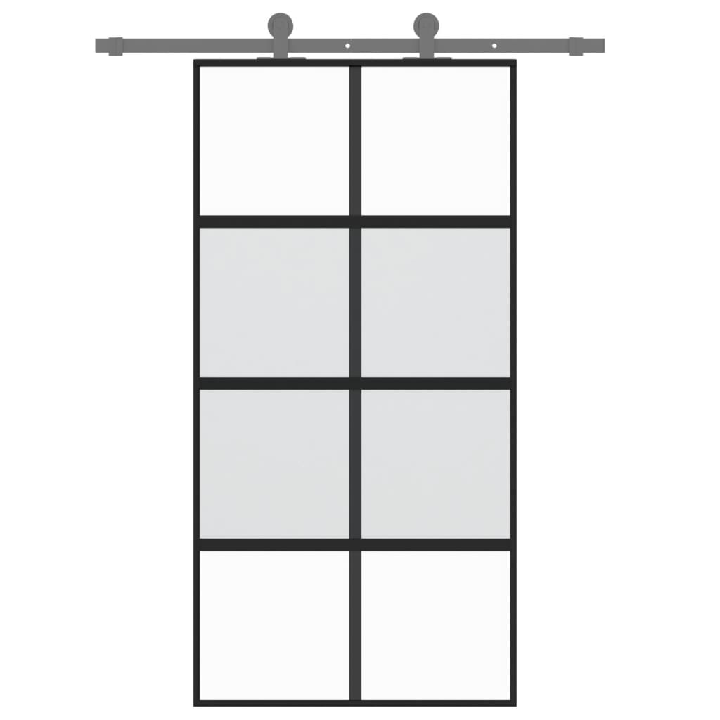 VidaXL Schuifdeur 102,5x205 cm gehard glas en aluminium zwart