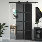 Vidaxl schuifdeur 90x205 cm gehard glas en aluminium zwart