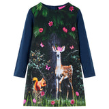 Vidaxl kinderjurk met lange mouwen 140 marineblauw