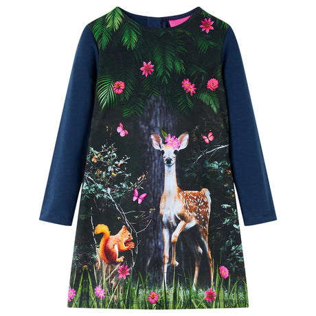 Vidaxl kinderjurk met lange mouwen 140 marineblauw